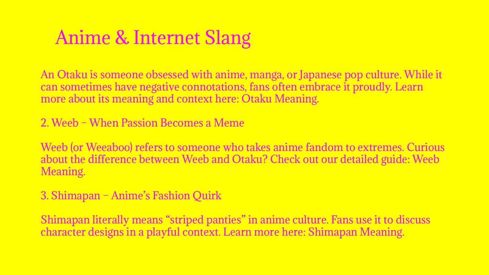 Anime & Internet Slang